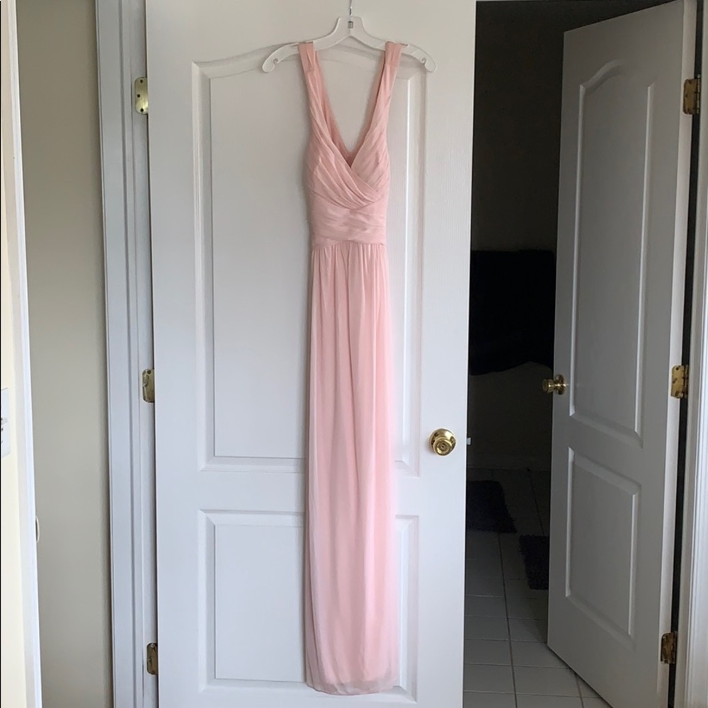 Mesh Long Bridesmaid Dress w/ crisscross back